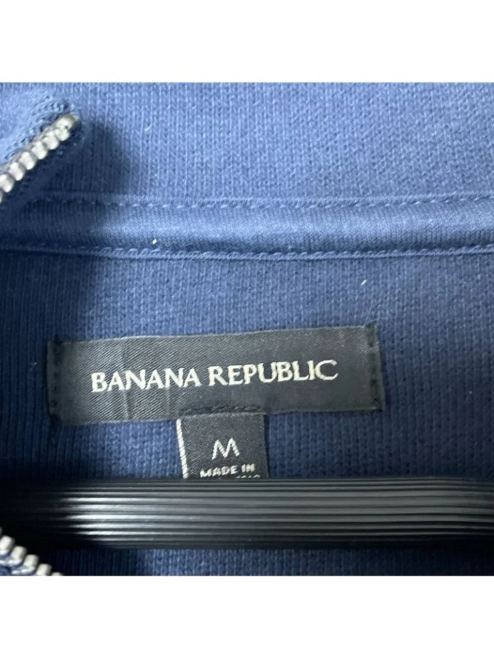 Banana Republic Men's M Navy Blue 1/4 Zip Pullover Sweatshirt Cotton Blend e1496